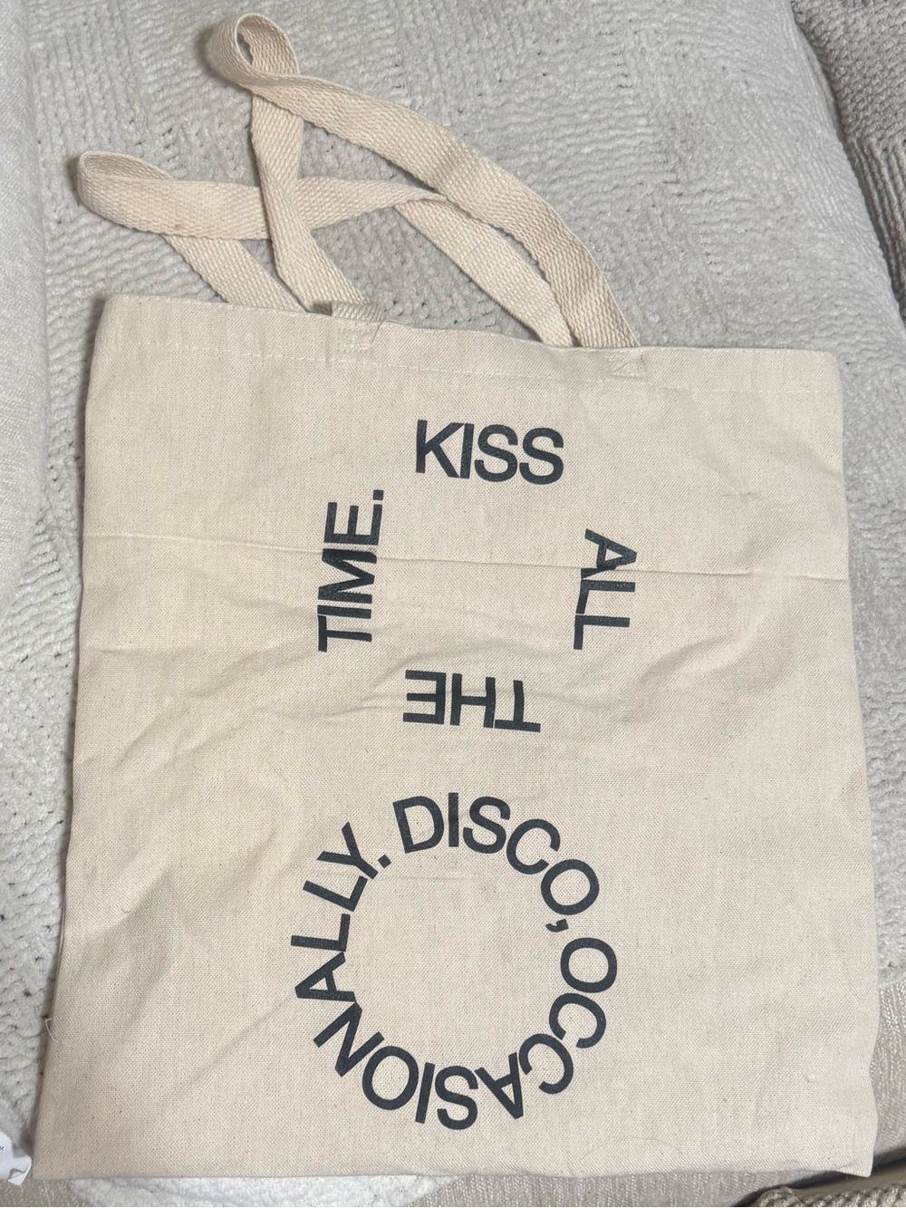 Harry Styles Canvas Tote Bag with Black Text - Neutral Cream